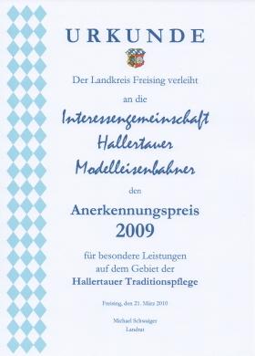 Urkunde des Landkreises Freising